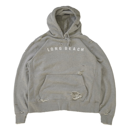 Long Beach Felt Hoodie Distressed Grey