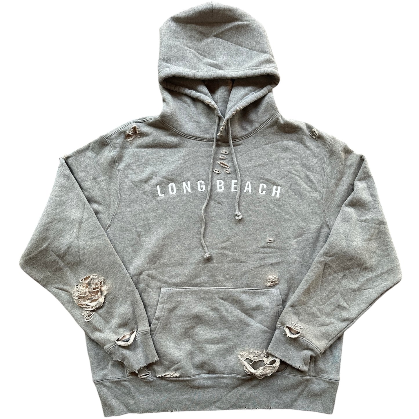 Long Beach Felt Hoodie Distressed Grey