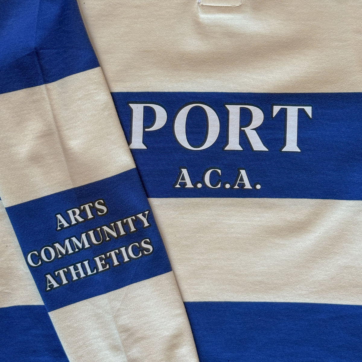 Port ACA Rugby - Blue and Vintage White stripe