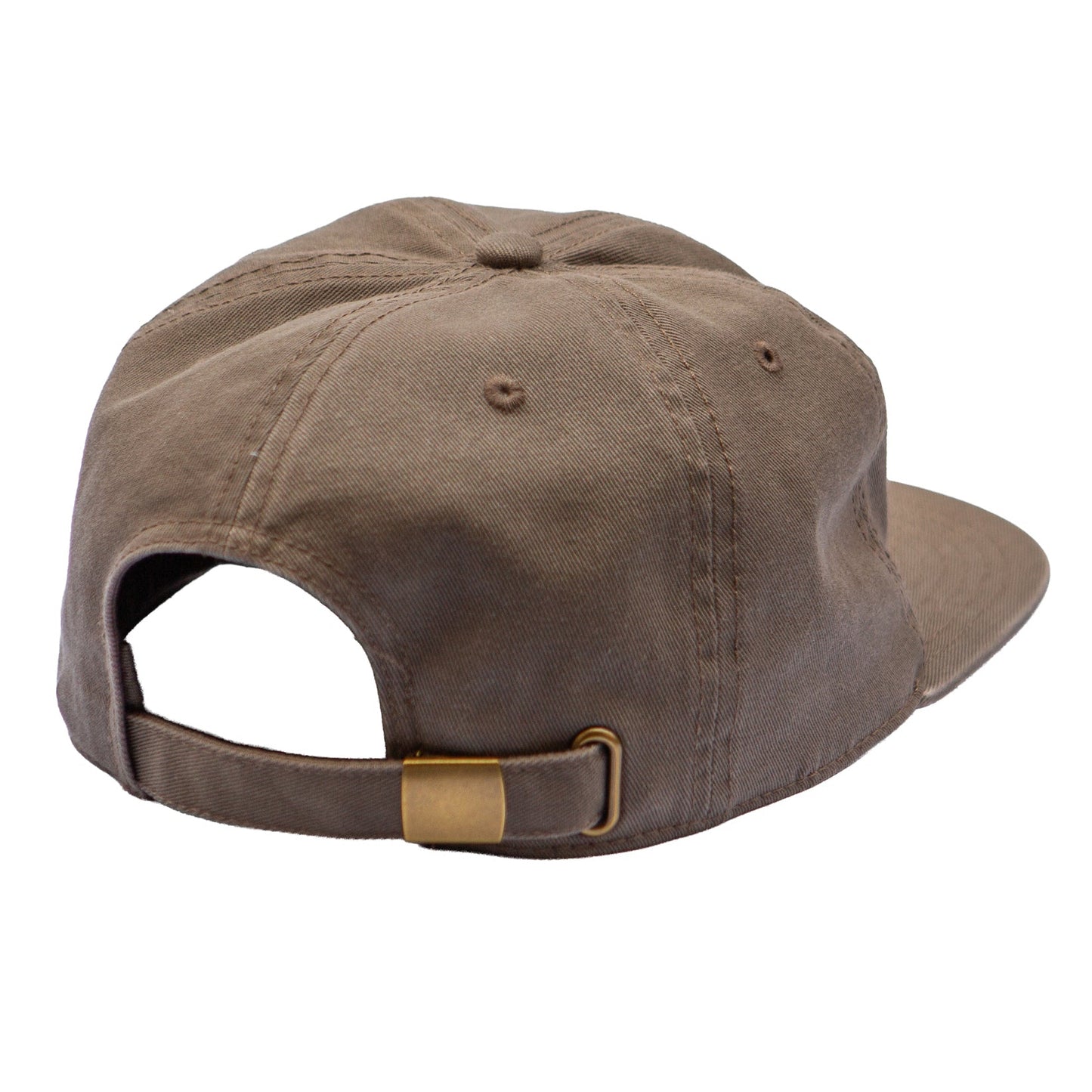 Brown cap with a gold buckle on a white background